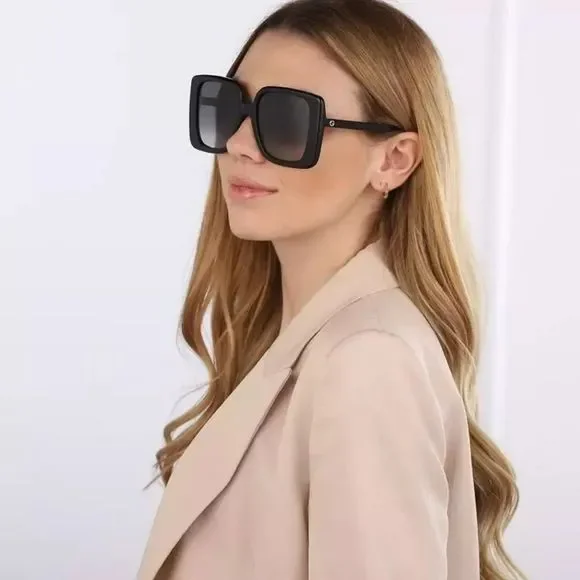 Gucci GG1314S 001 Sunglasses Black Dark Grey Oversized Square Women